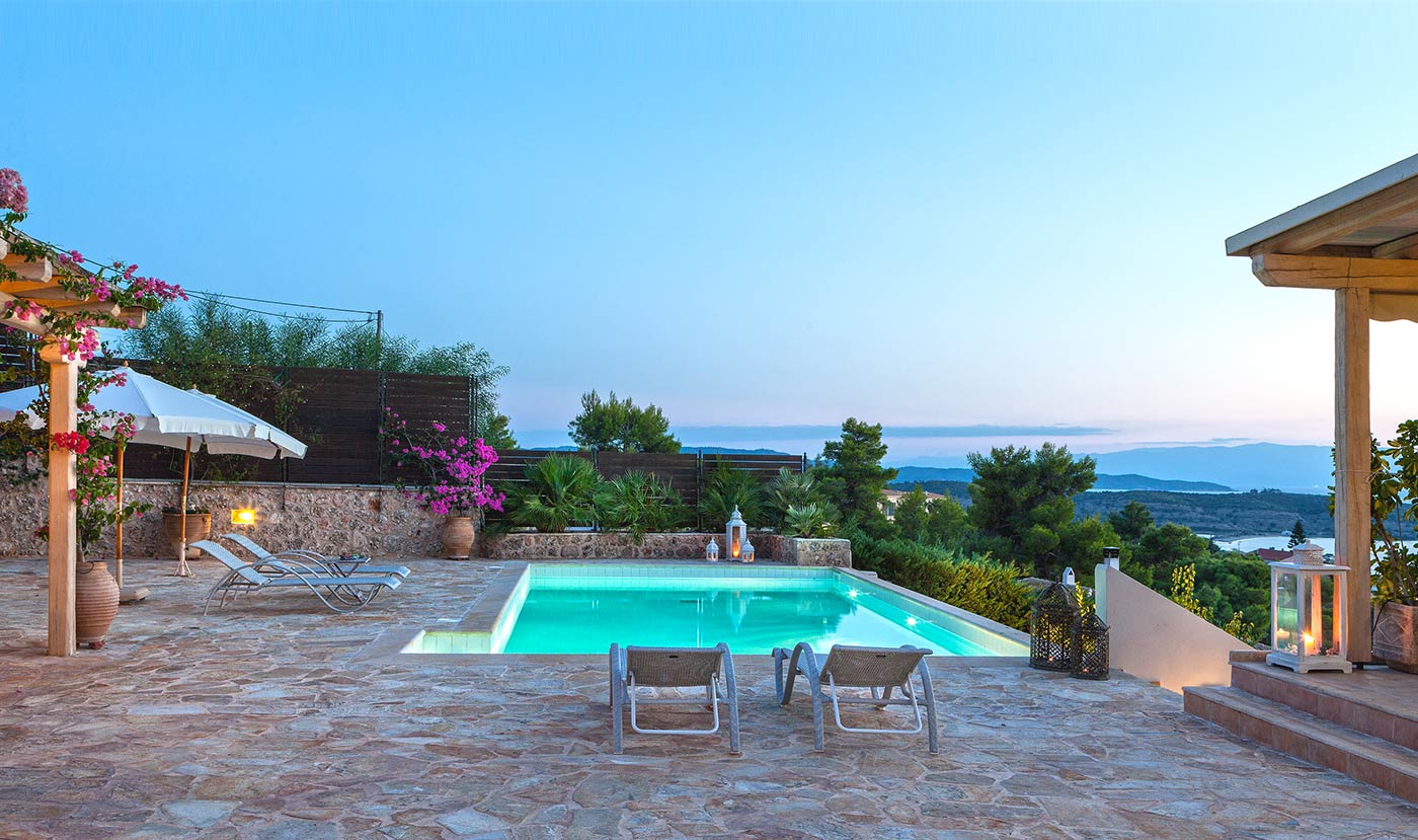 Porto Heli villa pool view